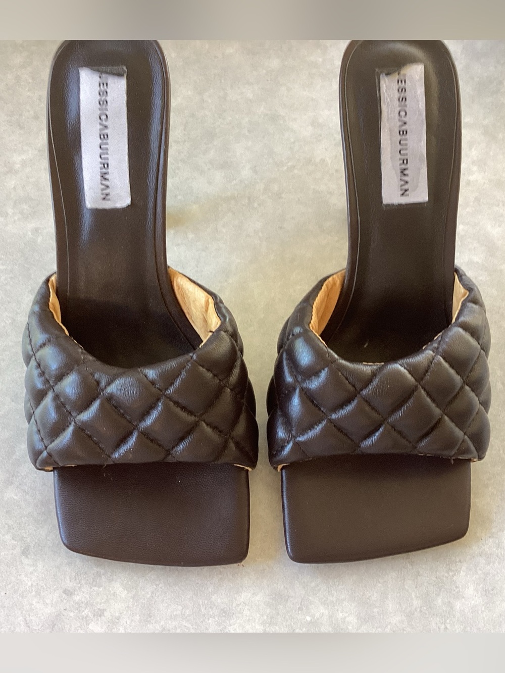 JESSICA BUURMAN LEATHER SLIP ON HEELS SANDALS BROWN SZ 8